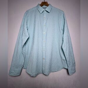 Vineyard Vines On-The-Go Seersucker Men's Turquoise Blue Plaid Shirt Size M